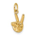 14K American Sign Language Alphabet Fingerspelling Sign V Pendant - Image 4