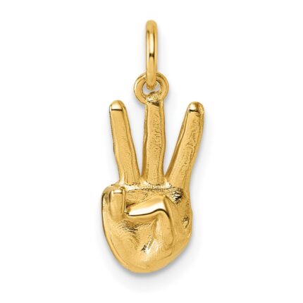 14K American Sign Language Alphabet Fingerspelling Sign W Pendant