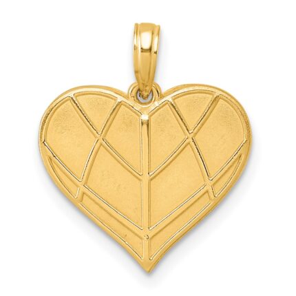 14K Polished Grooved Heart Pendant