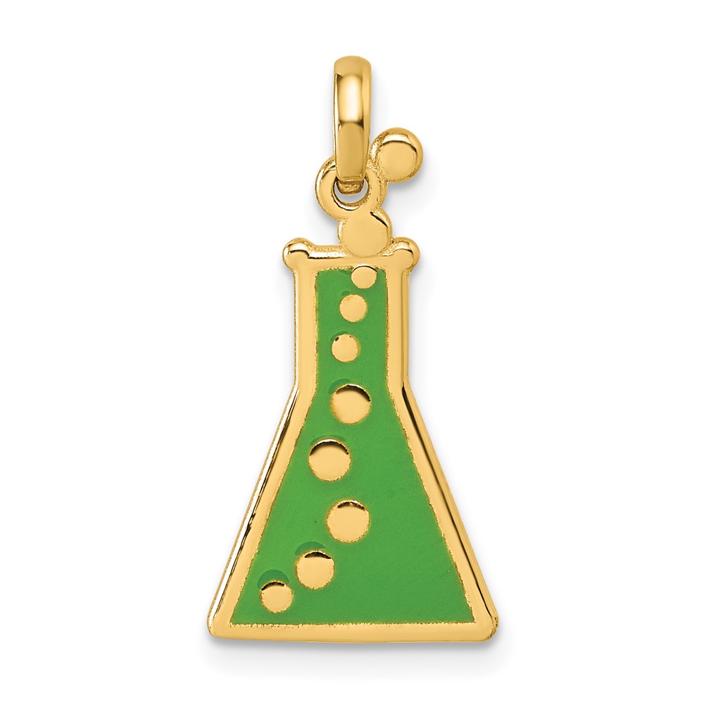 D5856.jpg 14K Polished Green Enameled Erlenmeyer Flask Pendant - Image 1