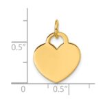 14K Polished Engravable 15mm Heart Disc Pendant - Image 4