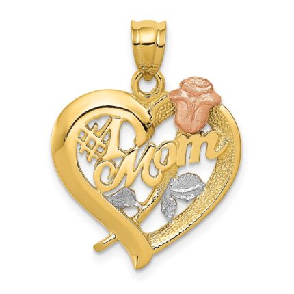 14k Two-Tone with White Rhodium #1 MOM Charm