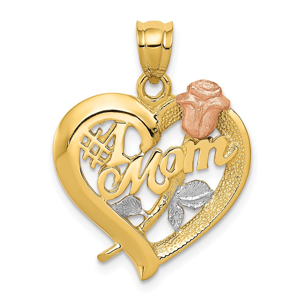 D639.jpg 14k Two-Tone with White Rhodium #1 MOM Charm - Image 1