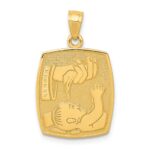 14K Satin and Polished Baptism Rectangular Pendant