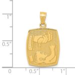 14K Satin and Polished Baptism Rectangular Pendant - Image 3