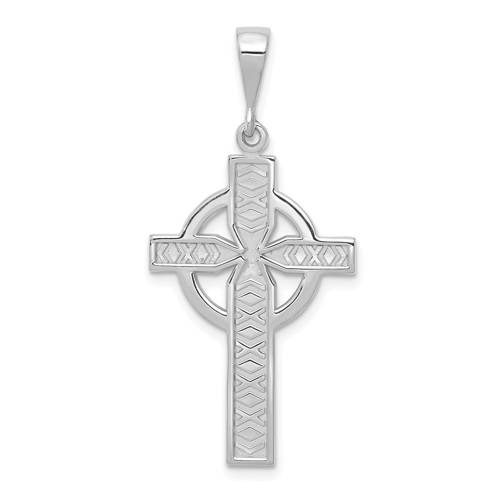 D805.jpg 14k White Gold Celtic Cross Charm - Image 1