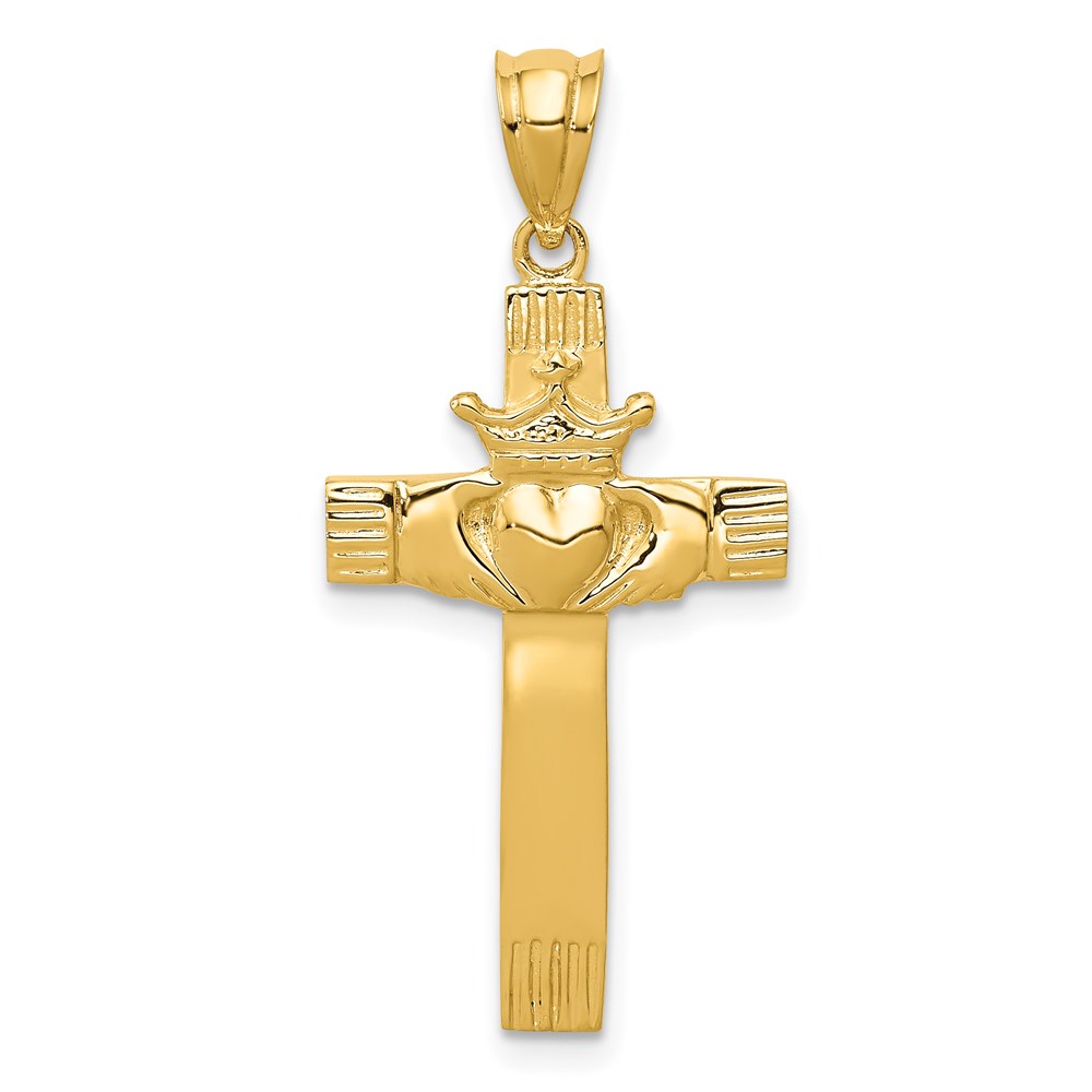 D853.jpg 14k Claddagh Cross Pendant - Image 1
