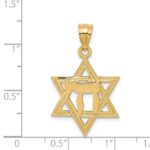 14k Solid Polished Chai in Star of David Charm - Image 4