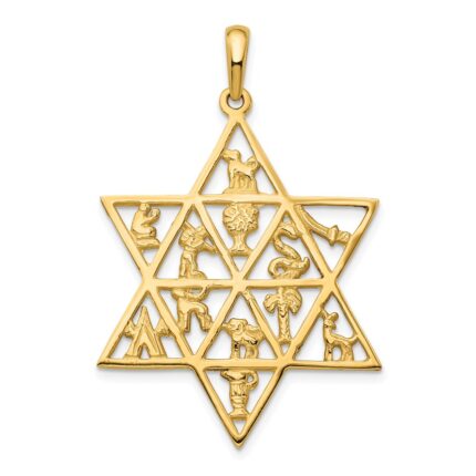 14K 12 Tribes Star Of David Pendant