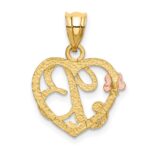 14k Two-Tone Heart Letter B  Initial Pendant - Image 3