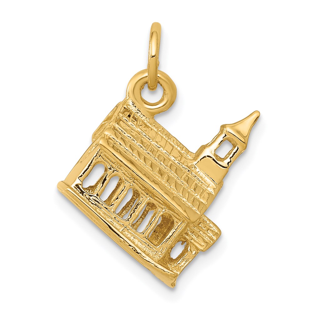 D987.jpg 14k 3-D Church Building Charm - Image 1