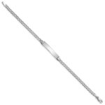 14k White Gold Polished Semi-Solid Chain/Solid Plate Cuban Link 26x5mm Plate 8 inch ID Bracelet - Image 2