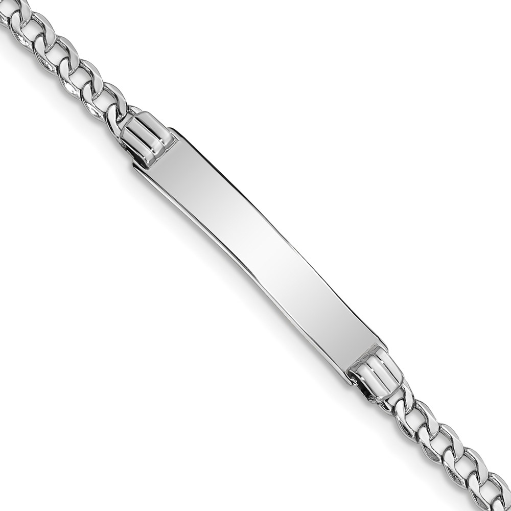 DCID106W-7.jpg 14k White Gold Polished Semi-Solid Chain/Solid Plate Cuban Link 26x5mm Plate 7 inch ID Bracelet - Image 1