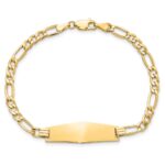 14k Polished Semi-solid Chain/Solid Plate Figaro Link Soft Diamond Shape 28x9.5mm Plate 7 inch ID Bracelet - Image 4