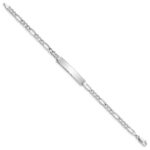 14K White Gold Polished Semi-Solid Chain/Solid Plate Figaro Link 33.5x6.5mm Plate 7 inch ID Bracelet - Image 2