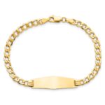 14k Polished Semi-solid Chain/Solid Plate Curb Link Soft Diamond Shape 28x9.5mm Plate 8 inch ID Bracelet - Image 4