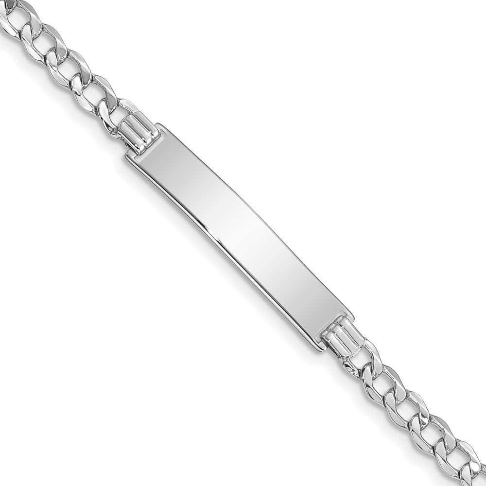 DCID110W-7-1.jpg 14k White Gold Polished Semi-Solid Chain/Solid Plate Curb Link 33x6.75mm Plate 8 inch ID Bracelet - Image 1