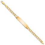14k Polished Semi-Solid Chain/Solid Plate 5.9mm Curb Link 37.5x9mm Plate 8 inch ID Bracelet - Image 2