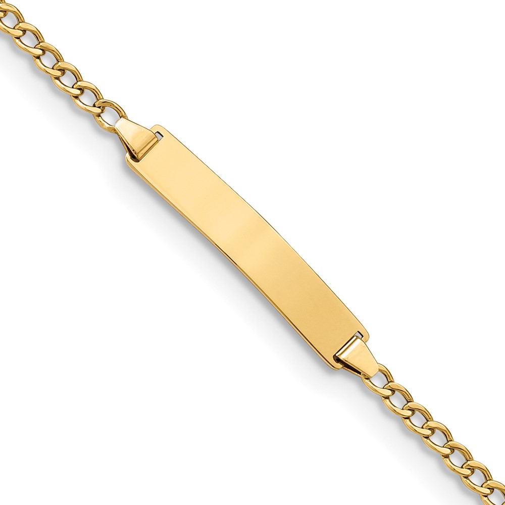 DCID132-7-1.jpg 14k Polished Semi-Solid Chain/Solid Plate Cuban Link 23x4.3mm Plate 8 inch ID Bracelet - Image 1
