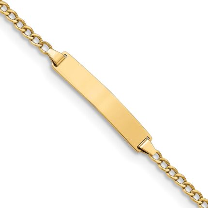 14k Polished Semi-Solid Chain/Solid Plate Cuban Link 23x4.3mm Plate 7 inch ID Bracelet