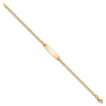 14k Polished Semi-Solid Chain/Solid Plate Cuban Link Soft Diamond Shape 19.5x5.5mm Plate 5.5 inch Baby/Child ID Bracelet - Image 2