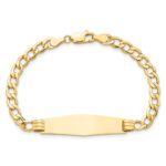 14k Polished Semi-Solid Chain/Solid Plate Cuban Link Soft Diamond Shape 34x10mm Plate 7 inch ID Bracelet - Image 4