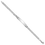 14k White Gold Polished Semi-Solid Chain/Solid Plate Cuban Link 35x7mm Plate 8 inch ID Bracelet - Image 2