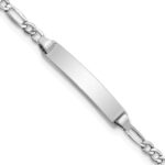 14k White Gold Polished Semi-Solid Chain/Solid Plate Figaro Link 19.5x4.5mm Plate 6 inch Baby/Child ID Bracelet