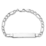 14K White Gold Polished Semi-Solid Chain/Solid Plate Figaro Link 35x7mm Plate 8 inch ID Bracelet - Image 4