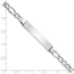 14K White Gold Polished Semi-Solid Chain/Solid Plate Figaro Link 35x7mm Plate 8 inch ID Bracelet - Image 3