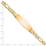 14k Polished Semi-Solid Chain/Solid Plate Figaro Link Soft Diamond Shape 39x14mm Plate 8 inch ID Bracelet - Image 3