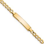 14k Polished Semi-Solid Chain/Solid Plate Cuban Link 19.5x4.5mm Plate 7 inch ID Bracelet