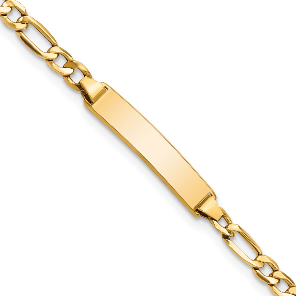 DCID140-6.jpg 14k Polished Semi-Solid Chain/Solid Plate Figaro Link 20.3x4.4mm Plate 6 inch Baby/Child ID Bracelet - Image 1