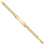 14k Polished Semi-Solid Chain/Solid Plate Curb Link 37.5x10mm Plate 8 inch ID Bracelet - Image 2