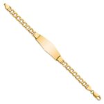 14k Polished Semi-Solid Chain/Solid Plate Curb Link Soft Diamond Shape 39x14mm Plate 7 inch ID Bracelet - Image 2