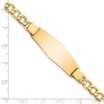 14k Polished Semi-Solid Chain/Solid Plate Curb Link Soft Diamond Shape 39x14mm Plate 7 inch ID Bracelet - Image 4