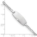 14k White Gold Polished Semi-Solid Chain/Solid Plate Figaro Link Oval 18.5x8.5mm Plate 6 inch Baby/Child ID Bracelet - Image 3