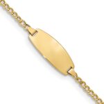 14k Polished Semi-Solid Chain/Solid Plate Curb Link Oval 18.5x8.5mm Plate 6 inch Baby/Child ID Bracelet