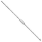 14k White Gold Polished Semi-Solid Chain/Solid Plate Anchor Link Oval 18.5x8.5mm Plate 6 inch Baby/Child ID Bracelet - Image 2