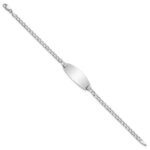 14k White Gold Polished Semi-Solid Chain/Solid Plate Curb Link Oval 25x11.5mm Plate 7 inch ID Bracelet - Image 2