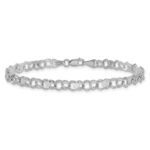 14k White Gold 4mm Solid Double Link with Hearts Charm Bracelet - Image 3