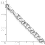 14k White Gold 4mm Solid Double Link with Hearts Charm Bracelet - Image 5