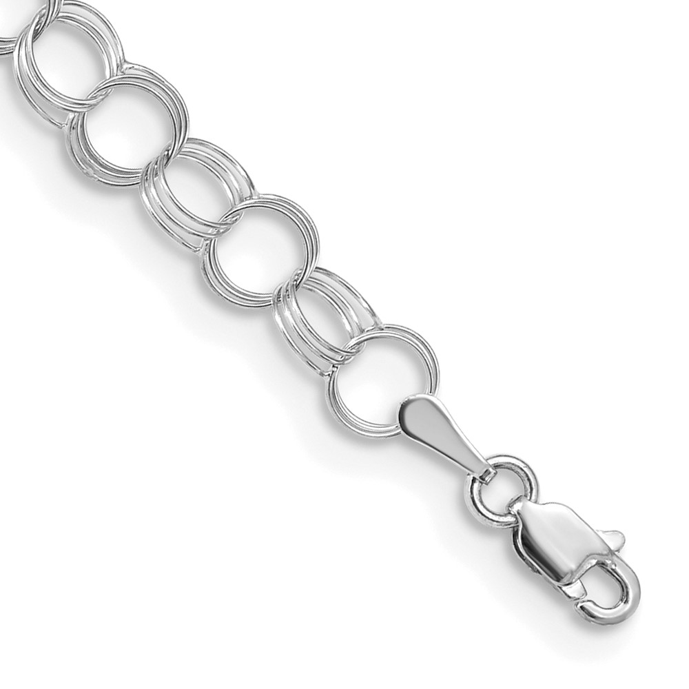 DO530W-7.jpg 14k White Gold 6mm Solid Triple Link Charm Bracelet - Image 1