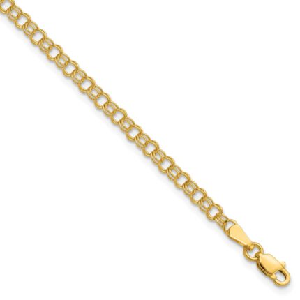 14k 3.5mm Solid Double Link 5.Childs Charm Bracelet
