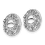 14k White Gold 1/10 carat Diamond Fancy Circle Earring Jackets - Image 2