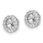 14K White Gold Diamond Circle Earring Jacket Mountings Only - NO Diamonds - Image 2