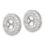 14k White Gold 2 carat Diamond Double Circle Earring Jackets - Image 2
