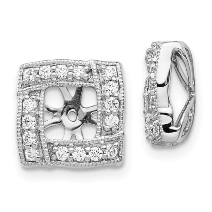 14k White Gold 1/3 carat Diamond Square Earring Jackets