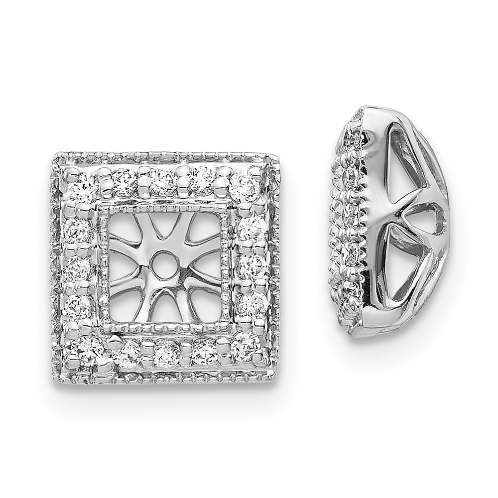 EJM5313-025-WA.jpg 14k White Gold 1/4 carat Diamond Square Earring Jackets - Image 1
