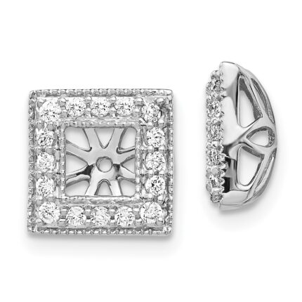 14k White Gold 1/3 carat Diamond Square Earring Jackets